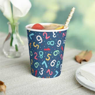 Cute Colorful Numbers Pattern Blue Kids Birthday