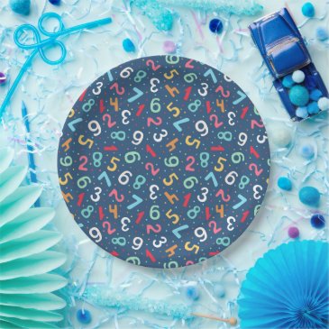Cute Colorful Numbers Pattern Blue Kids Birthday