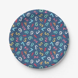 Cute Colorful Numbers Pattern Blue Kids Birthday