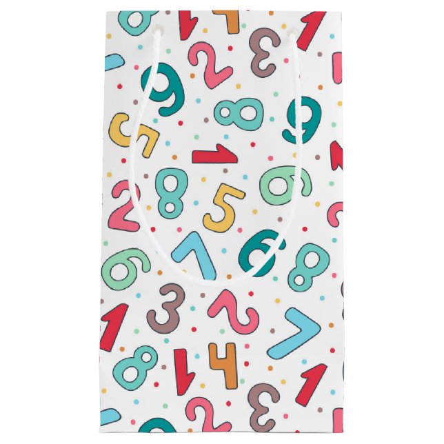 Cute Colorful Numbers Pattern Kids Birthday Small Gift Bag (Front)