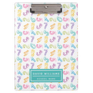 Cute Colorful Numbers Pattern Kids Name Clipboard