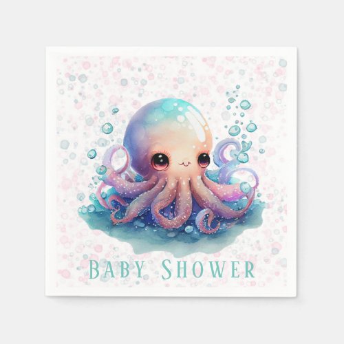 Cute Colorful Octopus Baby Shower Napkins