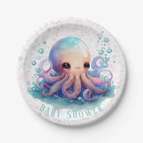 Cute Colorful Octopus Baby Shower Paper Plates