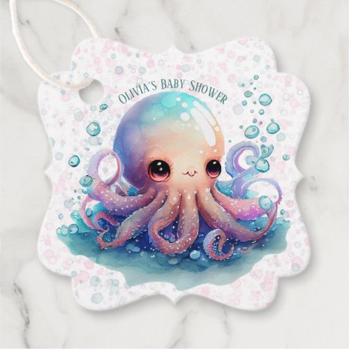 Cute Colorful Octopus Baby Shower Thank You Favor Tags