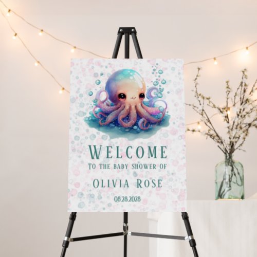 Cute Colorful Octopus Baby Shower Welcome Sign
