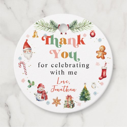 Cute Colorful Oh What Fun First Christmas Birthday Favor Tags