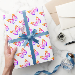 Cute Colorful Ombre Monarch Butterfly Pattern Wrapping Paper