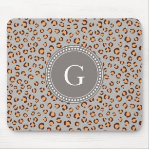 Cute colorful orange brown cheetah print monogram mouse pad