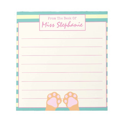 Cute Colorful Orange Ginger Kitty Paws Teacher Notepad