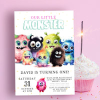 Cute Colorful Our Little Monster 1st Birthday