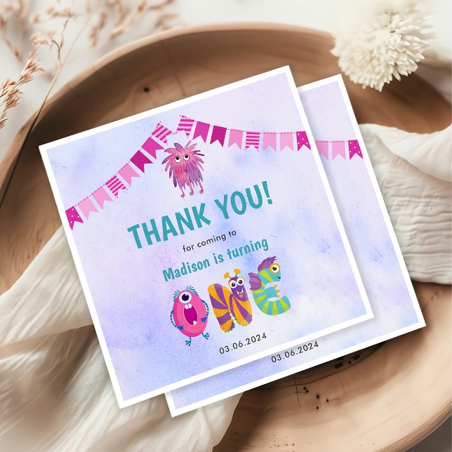 Cute Colorful Our Little Monster Birthday Party  Napkins (Creator Uploaded)