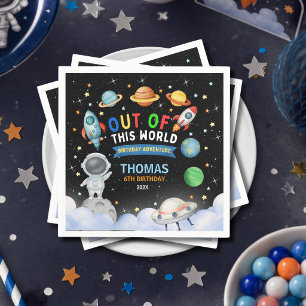 Cute Colorful Out Of Space Birthday Party  Napkins
