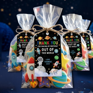 Cute Colorful Out Of This World Birthday Thank You Gift Tags