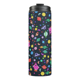 Cute colorful Outer Space Planets Rockets Moon Thermal Tumbler