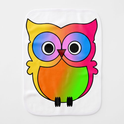 Cute colorful owl baby burp cloth