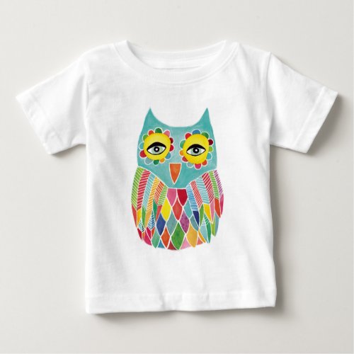 Cute Colorful Owl Baby T_Shirt