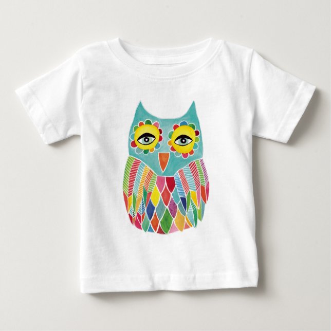 Cute Colorful Owl Baby T-Shirt (Front)