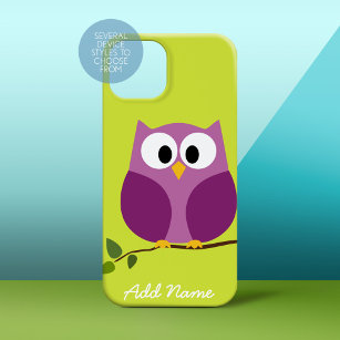 Cute Colorful Owl Cartoon Script Name iPhone 13 Case