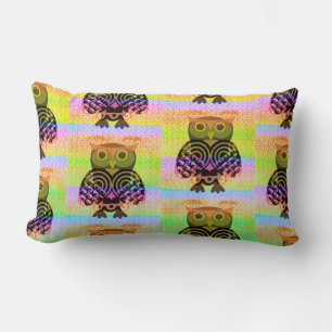 cute colorful owl design pattern print pillow
