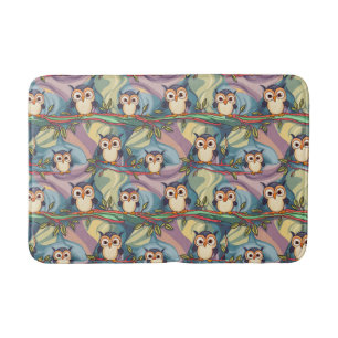 Cute Colorful Owl Pattern Bath Mat