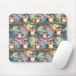 Cute Colorful Owl Pattern Mouse Pad