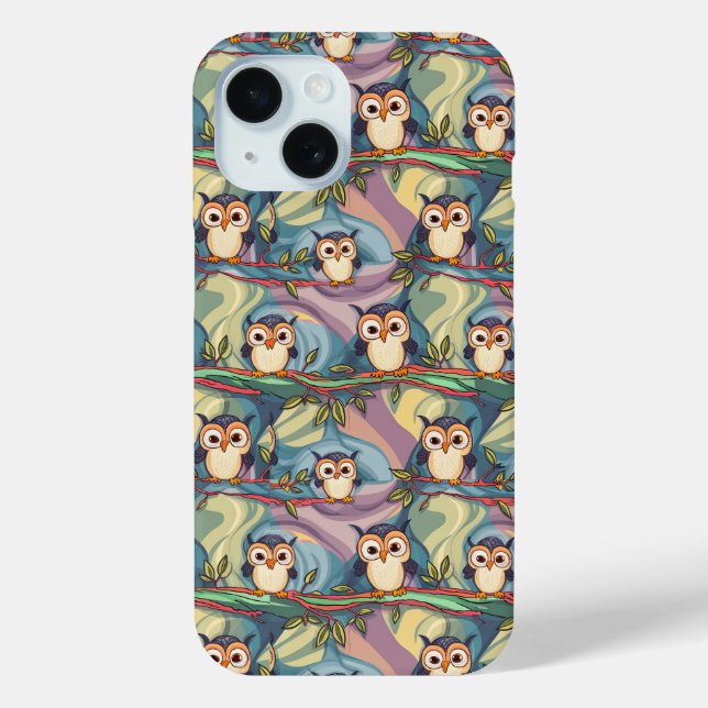 Cute Colorful Owl Pattern Phone Case (Back)