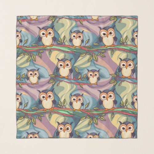 Cute Colorful Owl Pattern Scarf