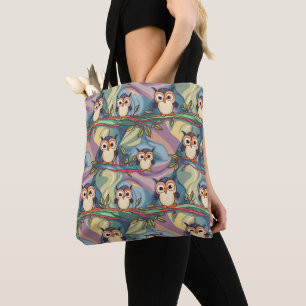Cute Colorful Owl Pattern Tote Bag