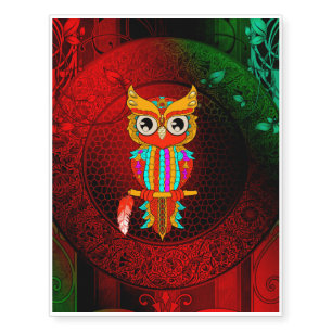 Cute colorful owl temporary tattoos
