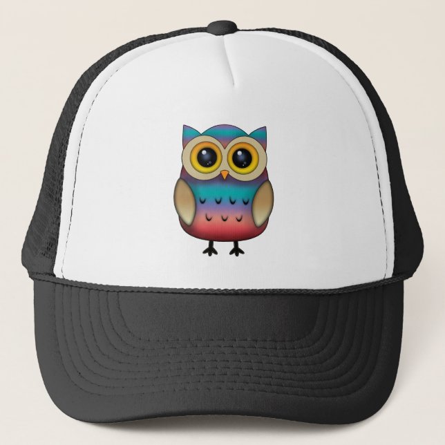 Cute Colorful Owl Trucker Hat (Front)