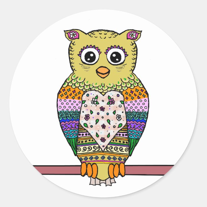 Cute Colorful Owl   white Sticker