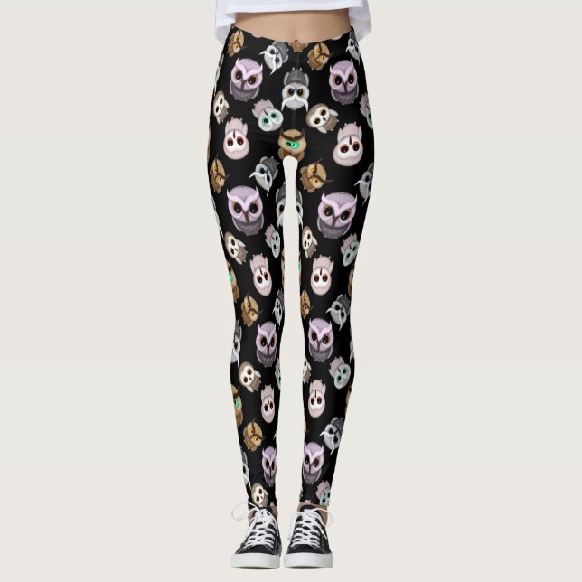 Cute Colorful Owls Leggings (Front)