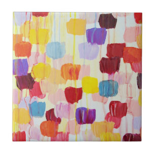 Cute colorful painting flowers ceramic tile