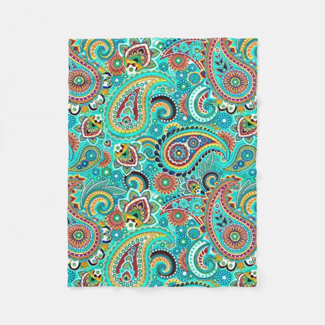 Cute Colorful Paisley Fleece Blanket (Front)
