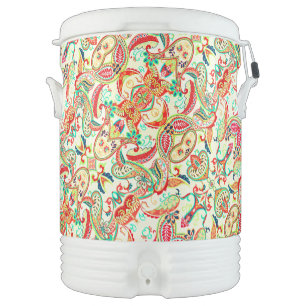 Cute colorful paisley pattern beverage cooler