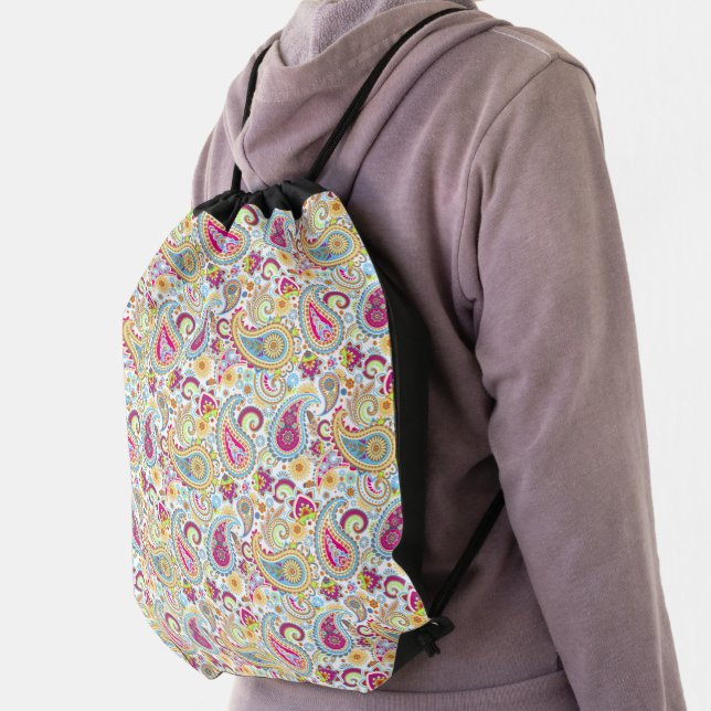 Cute colorful paisley pattern drawstring bag (Insitu)
