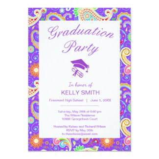 Cute colorful paisley pattern graduation party