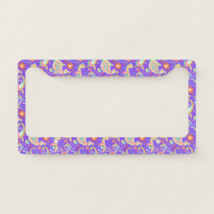 Cute colorful paisley pattern license plate frame