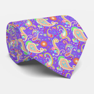 Cute colorful paisley pattern neck tie