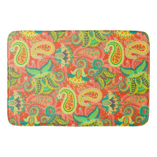 Cute colorful paisley patterns bath mat