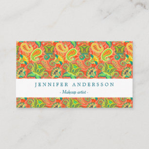 Cute colorful paisley patterns business card