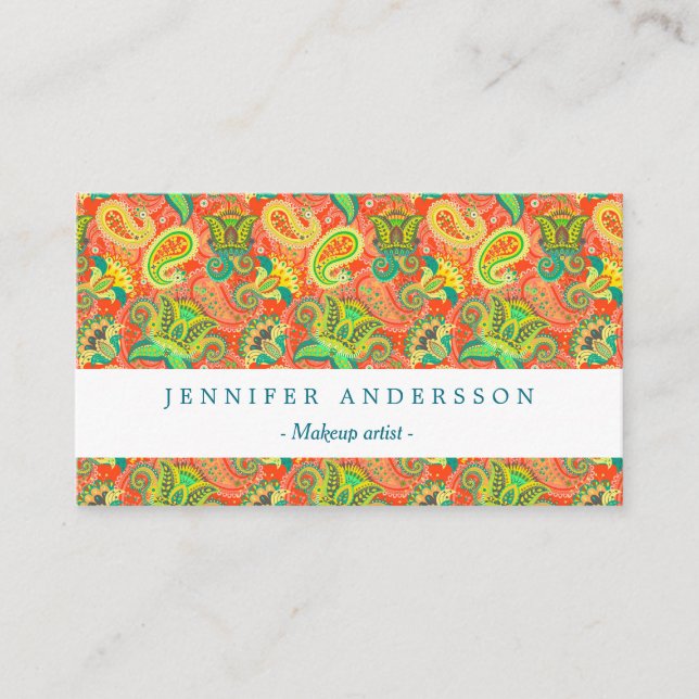 Cute colorful paisley patterns business card (Front)