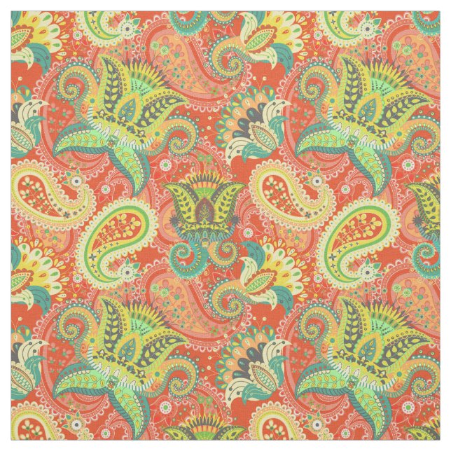Cute colorful paisley patterns fabric (Swatch)