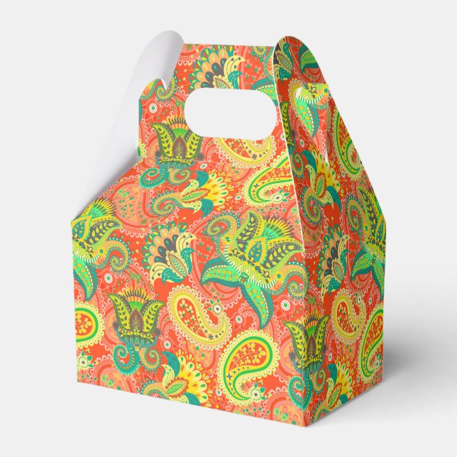 Cute colorful paisley patterns favor boxes (Back Side)