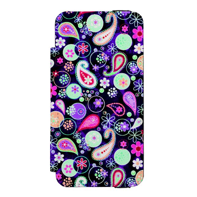Cute colorful paisley patterns incipio iPhone wallet case (Folio Front)