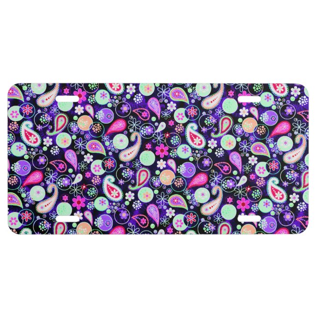 Cute colorful paisley patterns license plate (Front)