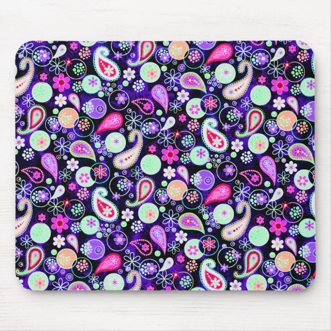 Cute colorful paisley patterns mouse pad (Front)