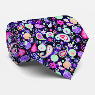 Cute colorful paisley patterns neck tie