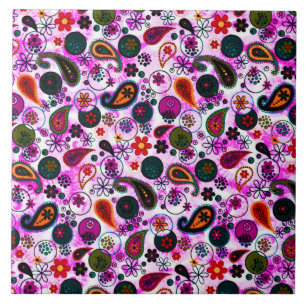 Cute colorful paisley patterns tile