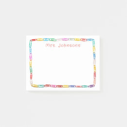 Cute Colorful Paper Clips School Teachers Name Post-it Notes